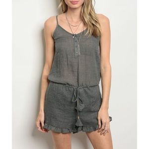 Charcoal Smock Waist Cami Romper